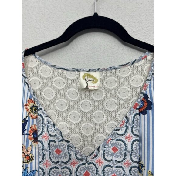 Fig and Flower Anthropologie Boho Floral Mini Tunic Dress Small Bell Sleeve - Picture 3 of 5